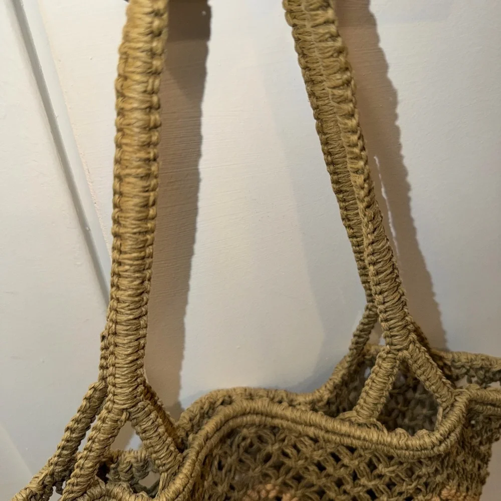 Green & Tan Woven Basket BoHo Hobo Bag - Picture 5 of 9